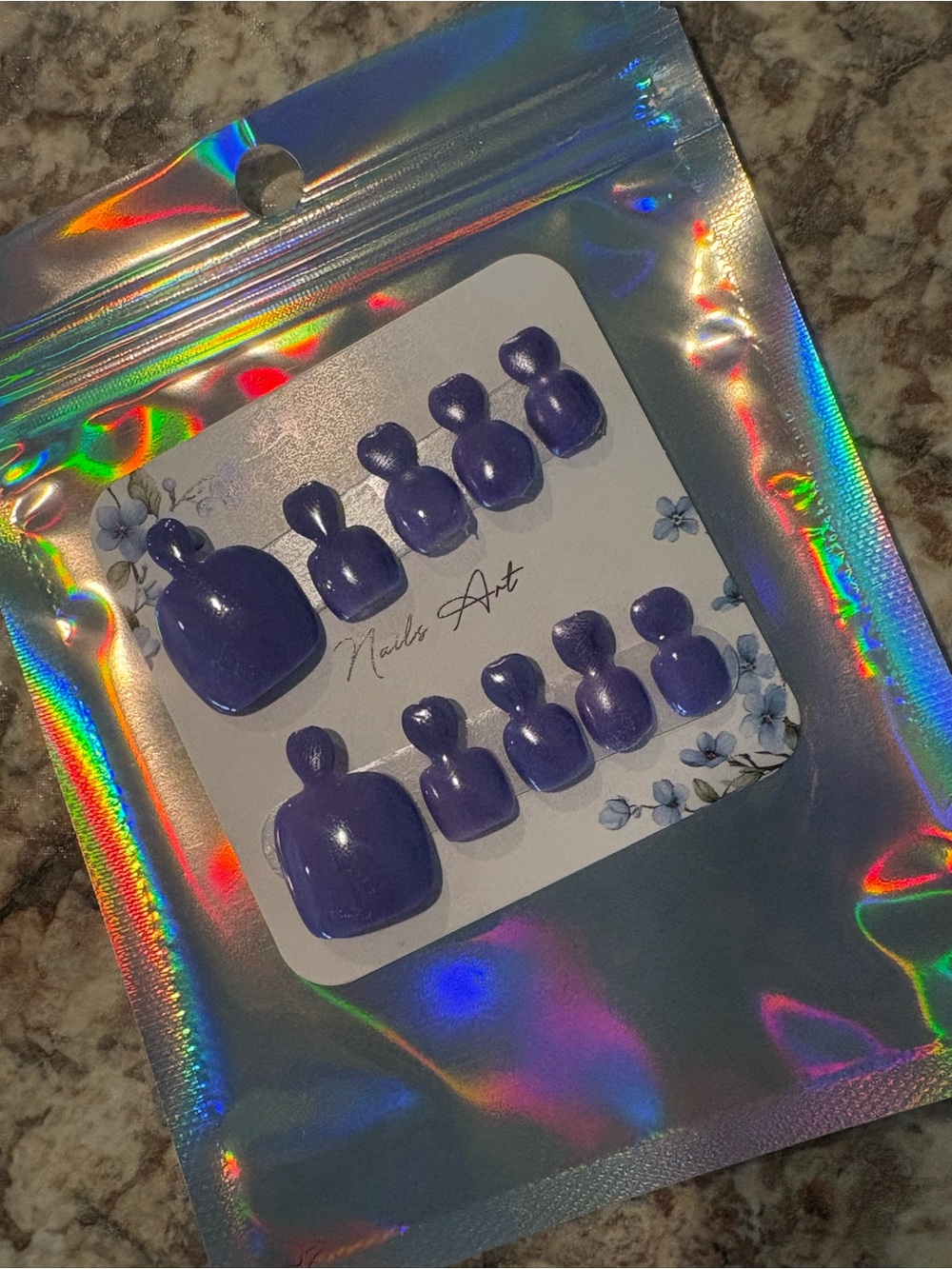Purple Press-On Toe Nails Set